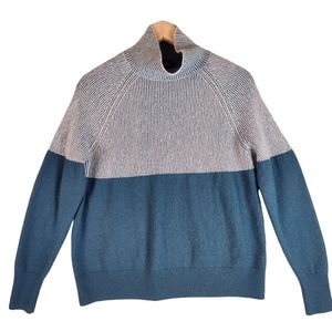 summersalt Two-Tone teal & Cream Cowl Neck Sweater